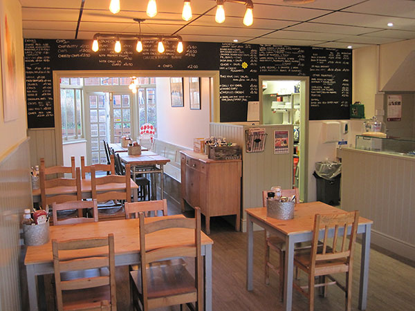A photo of the recently refurbished Jampot Cafe, looking towards the back