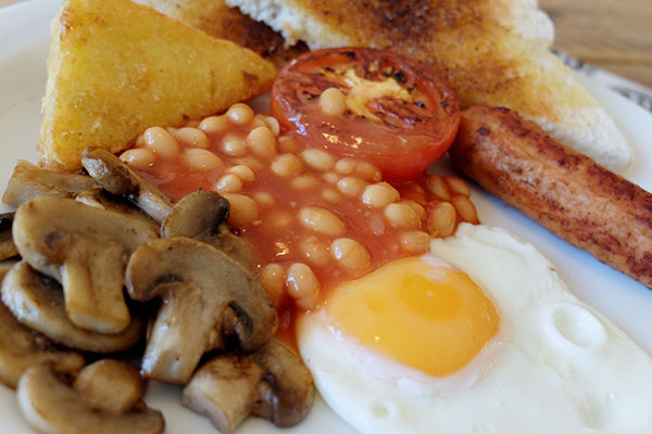 a photo of a lite Jampot vegetarian cooked breakfast